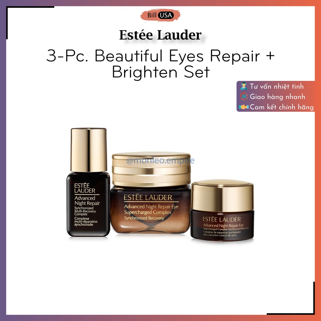 Set 3 món chăm sóc phục hồi mắt và làm sáng da ban đêm Estee Lauder 3-Pc. Beautiful Eyes Repair + Brighten Set