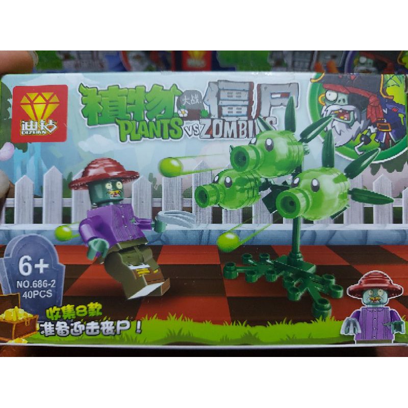 lego dizuan 686 plants and zombies cuộc nội chiến cây cối hoa cỏ cà rốt và quái vật xác sống