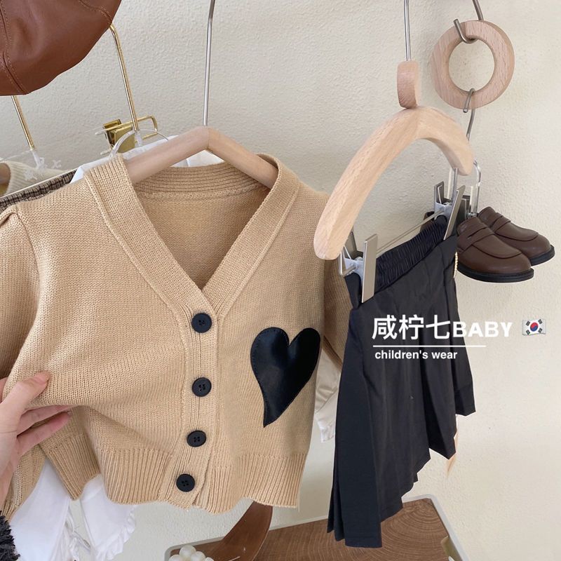 Bộ Áo Khoác Cardigan Dài Tay + Chân Váy Xếp Ly 5 Món Phong Cách Phương Tây Thời Trang Xuân Thu Cho Bé Gái