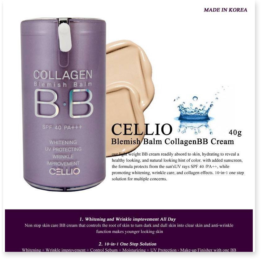 [Mã giảm giá tích lũy] Kem nền chống nắng dưỡng da BB cream Collagen