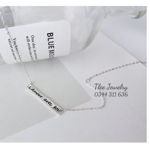Dây chuyền bạc TLEE mặt thanh bạc khắc chữ theo yêu cầu TleeJewelry D0218