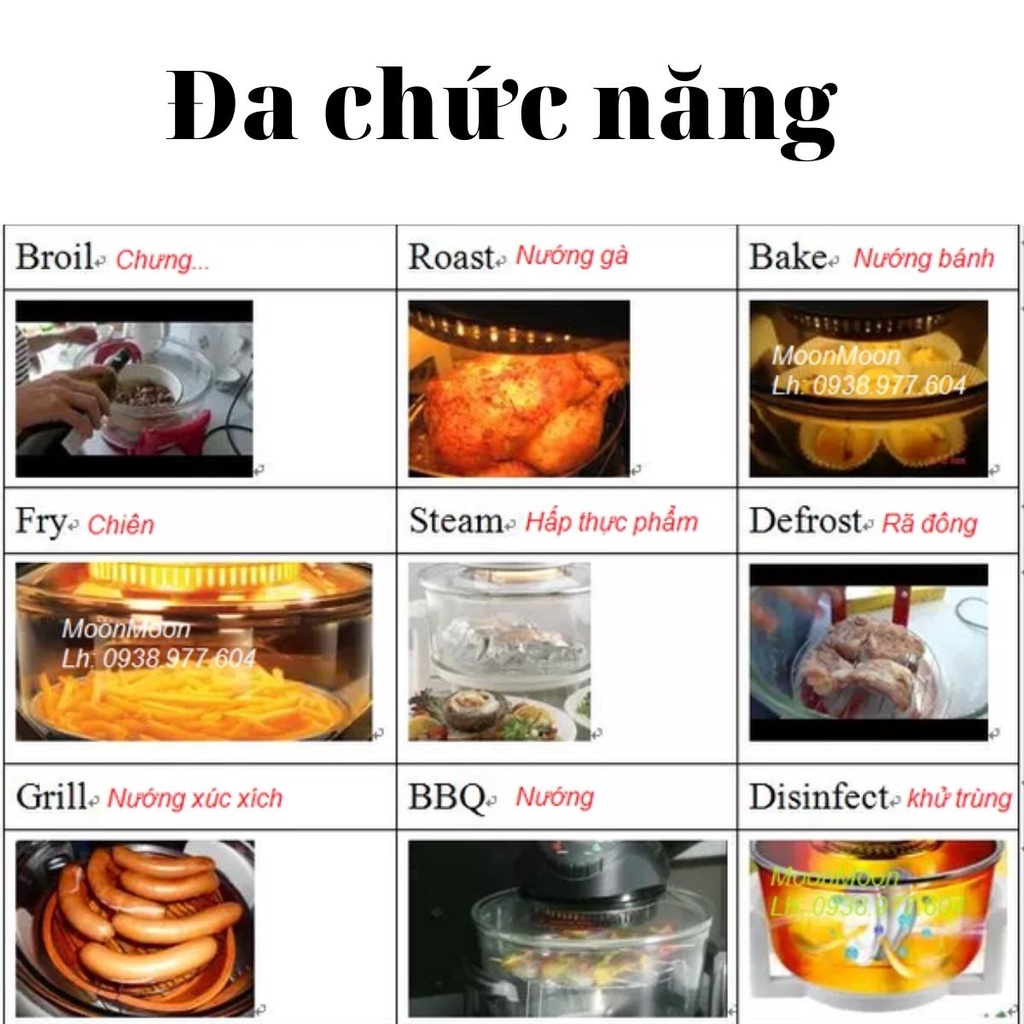 Lò thủy tinh Gali, nồi chiên nướng đa năng giúp giảm dầu mỡ, dung tích 17 lít, tặng kèm 5 phụ kiện bảo hành 1 năm Alate