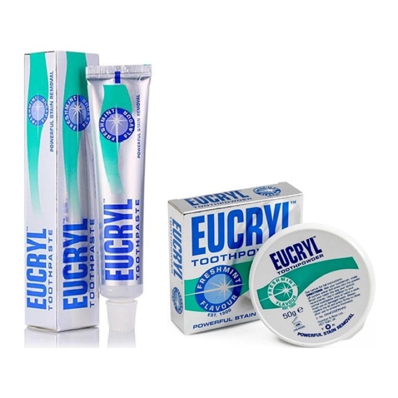 Combo bột và kem đánh răng trắng răng Eucryl