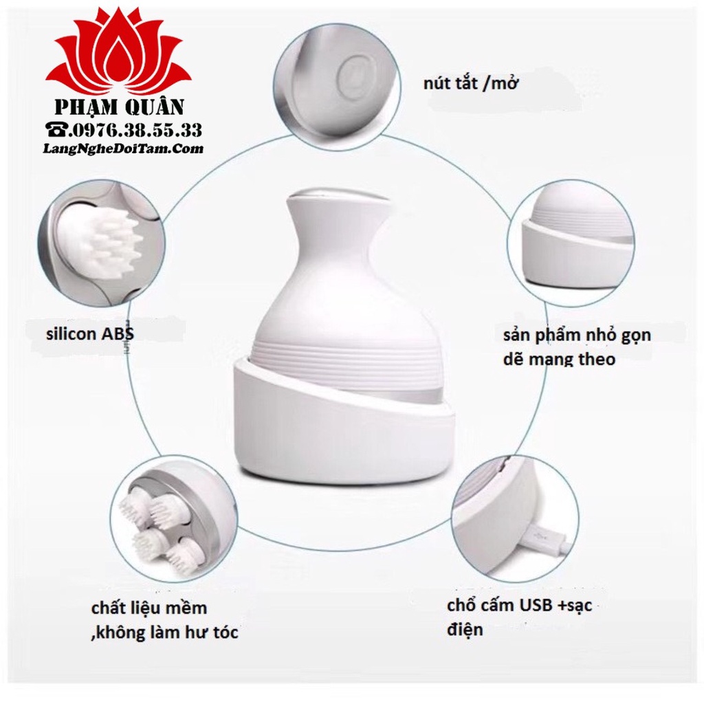 Máy massage Đầu mini chống nước, mát xa đầu giải tỏa căng thẳng, mệt mỏi