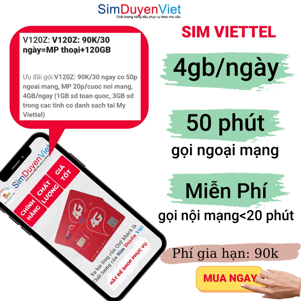 Sim 09 Viettel đăng ký được V120 V120N (4gb/ngày, gọi nội mạng miễn phí, 50 phút ngoại mạng) sim đã đăng ký 9 chủ