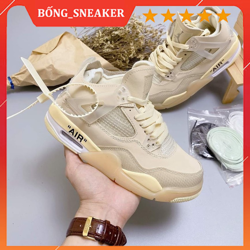 Giày JD4 thể thao nam nữ, Jordan 4 kem sữa thể thao sneaker Hot trend full box bill