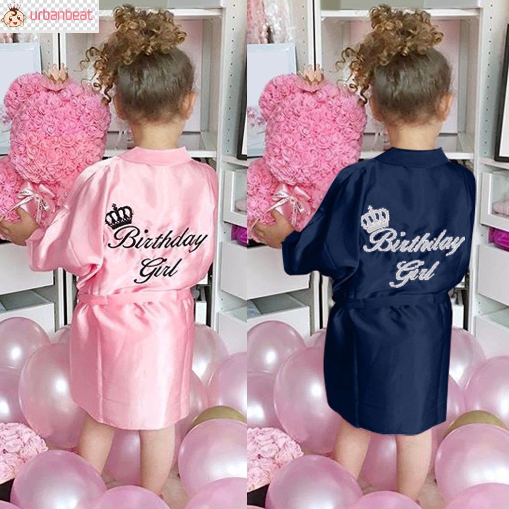 Áo Choàng Tắm Kimono Bằng Lụa Satin Màu Trơn Cho Bé Gái