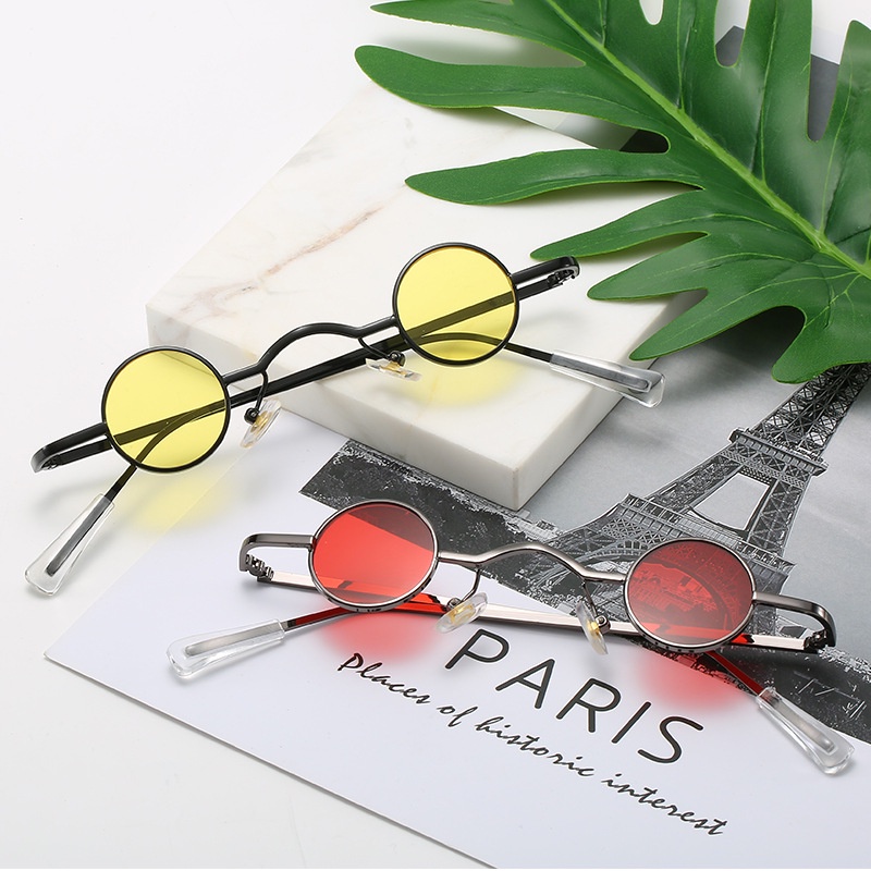 Small Round Sunglasses Women Men UV400 Metal Brand Designer Punk Sun Glasses Steampunk Vintage Goggles Black Shades