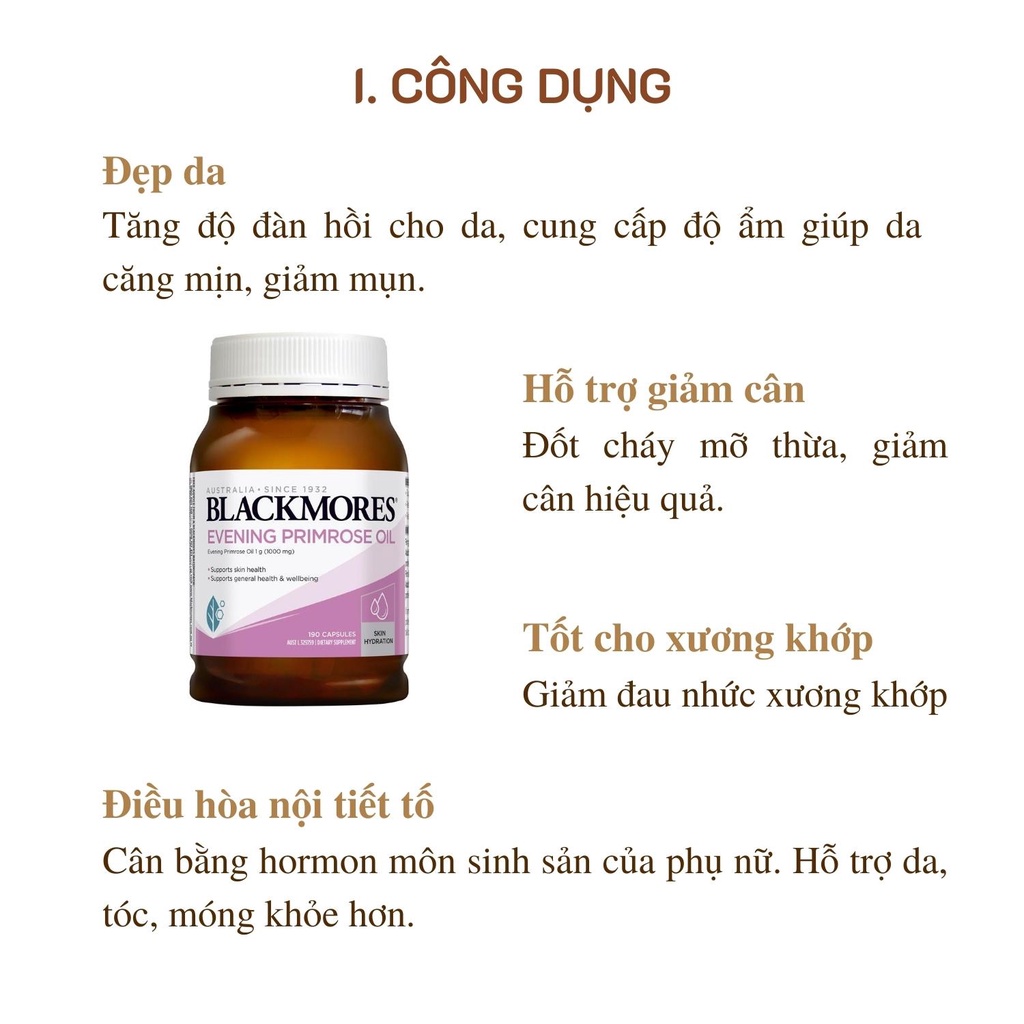 (Hàng chính hãng) Tinh dầu hoa Anh Thảo Blackmores Evening Primrose Oil Úc