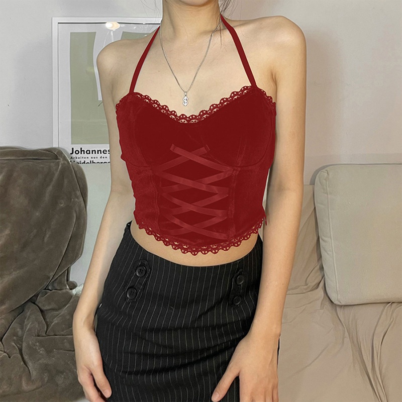 Brroa Áo Lót Dạng Lửng Hai Dây Cổ Chữ V Gợi Cảm Phong Cách Gothic Harajuku Cho Nữ Fron