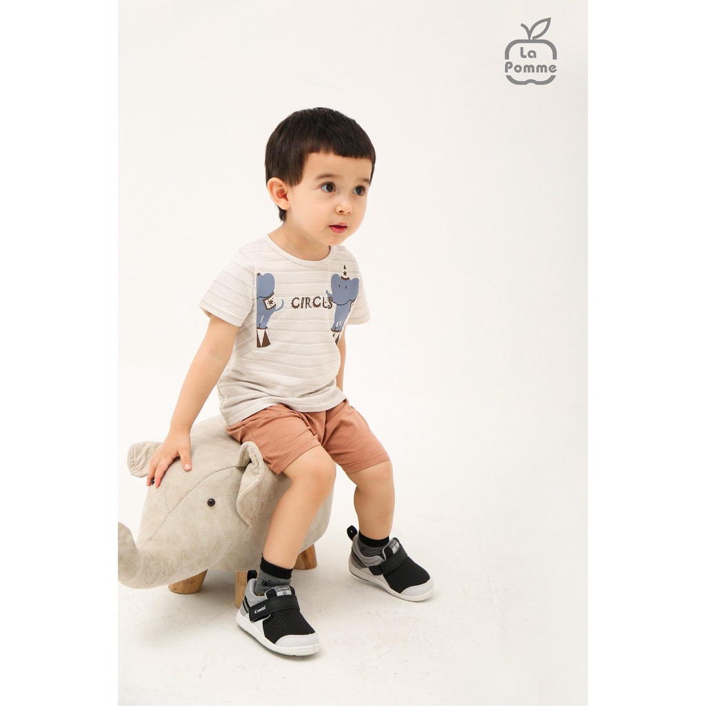 Bộ La pomme cộc tay cotton cao cấp mềm mịn thoáng mát thấm hút cực tốt hình 2 con voi cho bé trai bé gái SS226