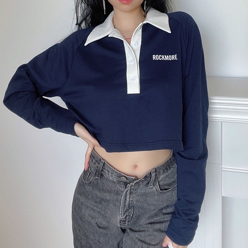 Áo polo Dài Tay Thêu Chữ Phong Cách Trẻ Trung Dành Cho Nữ