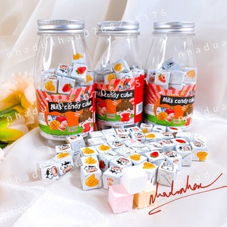 Một hủ kẹo sữa nén trái cây/ kẹo milk cube XiaoYouYou Hongkong hủ 140g gồm 5 vị