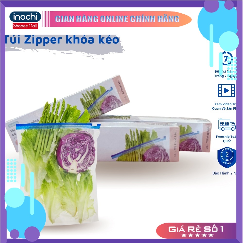 [bộ sưu tập] Túi zip đựng thực phẩm tái sử dụng nhật bản đa năng khóa kéo Shinshen 1L 3L zipper Inochi (1 hộp 20 túi)