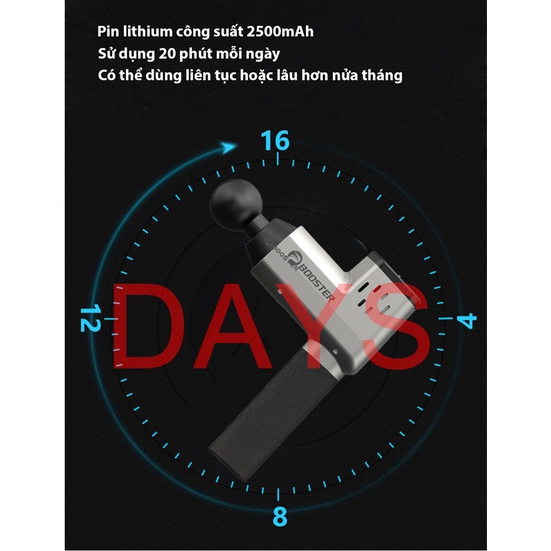 15 ĐẦU MASSAGE - BOOSTER T  - Súng Massage Gun Thư Giãn Cơ Bắp Trị Liệu Đau Nhức Mỏi Công Suất 126W - 6 Đầu