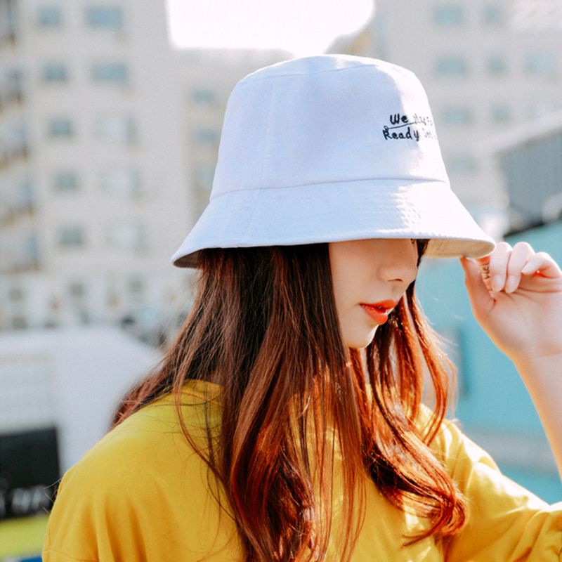 Nón Bucket Vành Rộng Thêu Chữ Vui Nhộn Thời Trang Mùa Hè Cho Bạn Gái Có 22 Màu