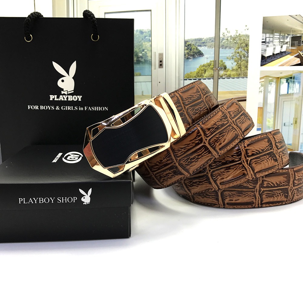 Thắt lưng dây nịt nam ô  tô vàng có hộp tặng kèm