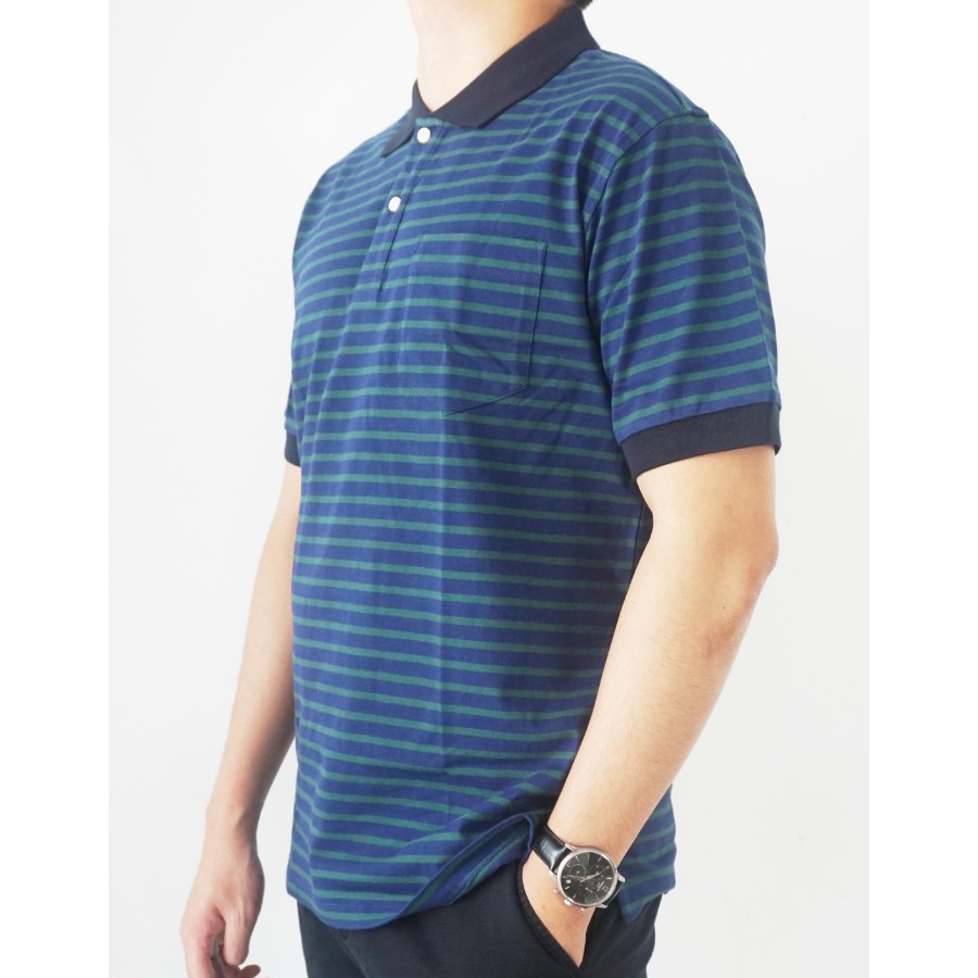 Áo thun polo nam TCM sọc xanh TP001