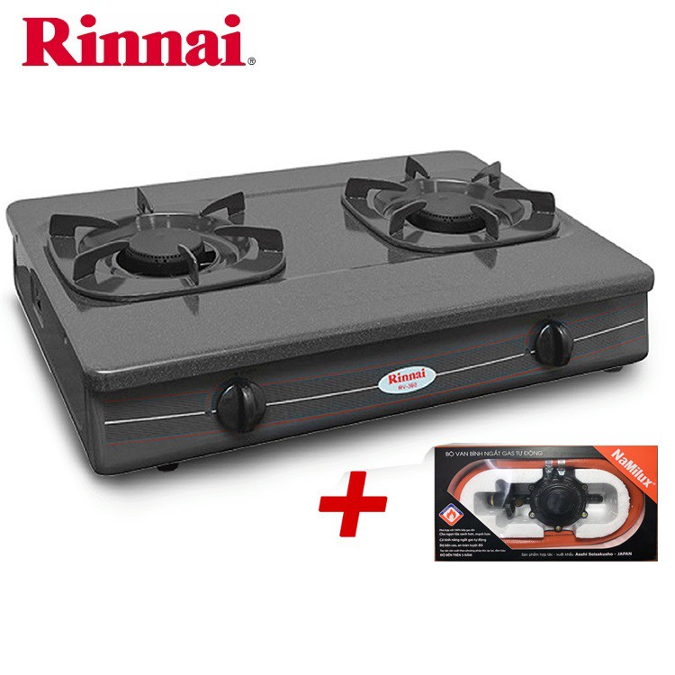 COMBO Bếp gas 6 tấc Rinnai RV-360GM + Bộ dây van ngắt gas tự động Namilux