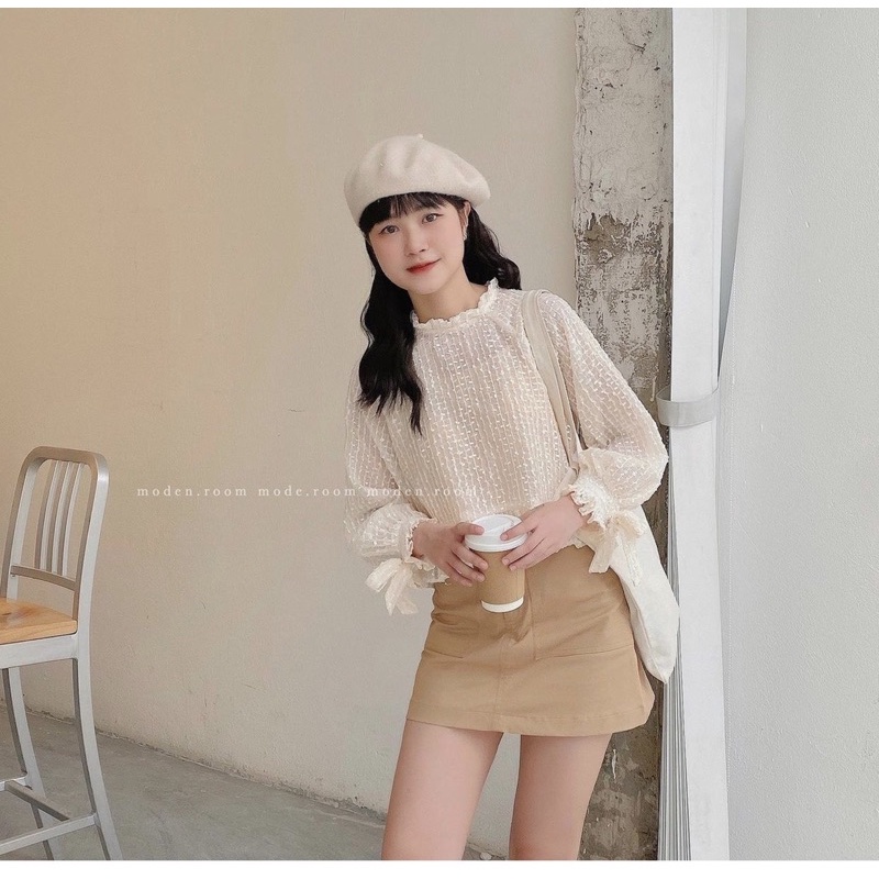Set áo sơ mi bling tiểu thư kèm áo hai dây phối chân váy chữ a có lót trong Kozoda M82