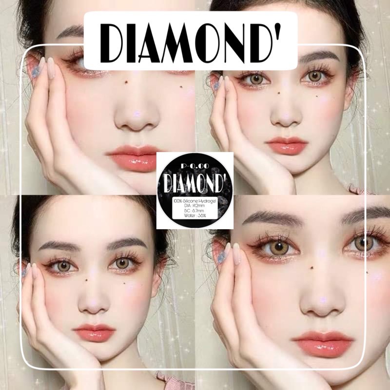 Sale Mẫu Lens Brown Tây Không Độ ❤️ Kính Áp Tròng Hàn Quốc DIAMOND ( Tặng Kèm Khay Đơn )