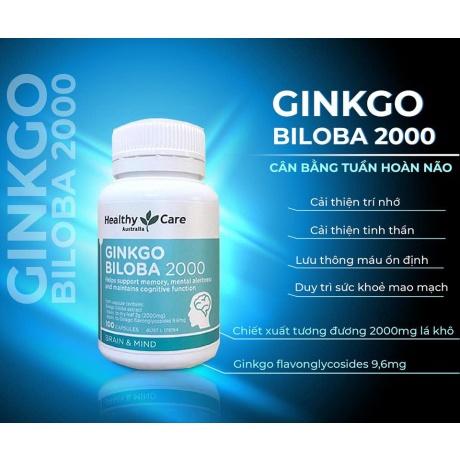 Viên uống bổ não Healthy Care Ginkgo Biloba 100 viên