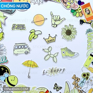 sticker Yellow màu vàng chống nước dễ thương dán nón bảo hiểm, dán xe, góc học tập, laptop, vali