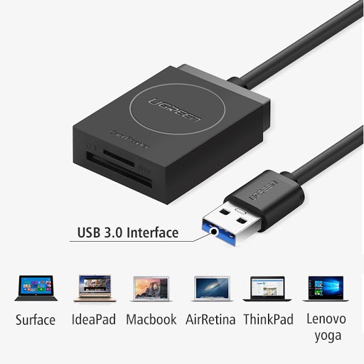 Đầu Đọc Thẻ Nhớ USB 3.0 Hỗ Trợ SD/TF UGREEN 20250 - Hàng CHính Hãng