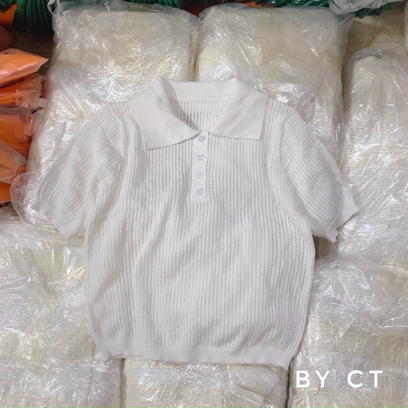 Áo mongtoghi len lưới cổ bẻ QC hot hit kiểu áo polo