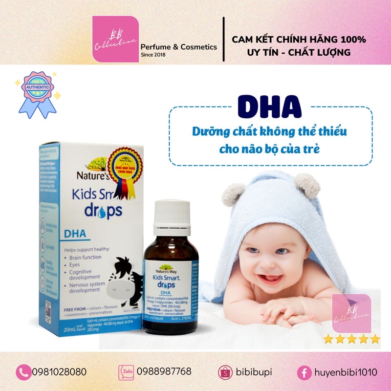 DHA dạng giọt Nature’s Way Kid Smart DHA Drops 20ml Úc Drop