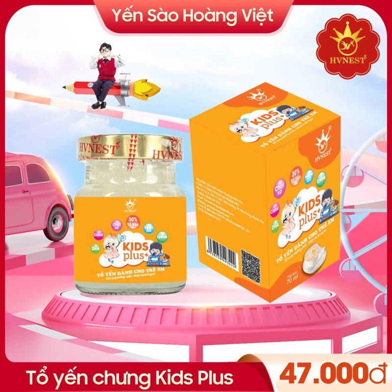 Yến Sào cho bé Kids Plus, Yến Sào Hoàng Việt,Bổ sung Lýine, canxi,DHA, vitamin D3 giúp bé phát triển toàn diện Set 10 hũ