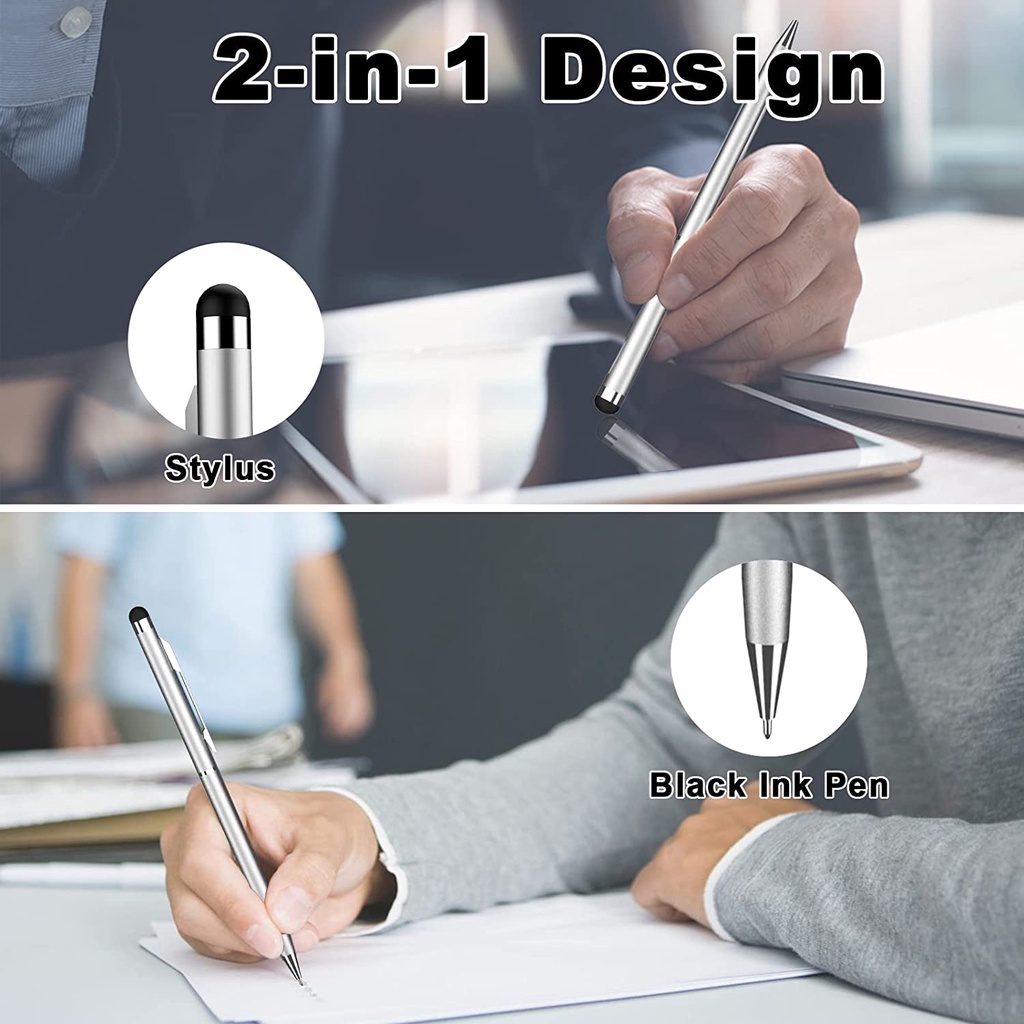 Set 1 / 10 Bút Bi Cảm Ứng Bằng Kim Loại Mini 2 Trong 1 Đa Năng Màu Sắc Ngẫu Nhiên