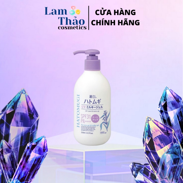 Sữa Dưỡng Thể Dưỡng Ẩm Nâng Tông Hatomugi UV Care &amp; Moisturizing SPF 31 PA+++ The Tone Up UV Milky Gel