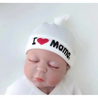 Mũ sơ sinh trần bông papa mama set 2c cho bé 0-3m