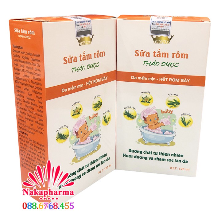 ✅ [10 TẶNG 1] Sữa tắm rôm sảy thảo dược Kingphar – Giúp da bé mềm mịn, hết rôm sảy, mụn nhọt, mẩn ngứa, hăm tã