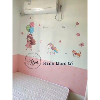 Decal dán tường Pink Girl siêu hot [Sticker dán tường]