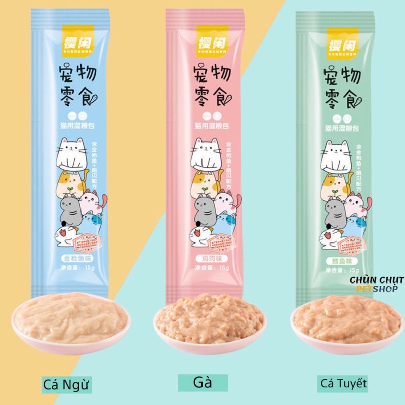 Súp thưởng cho Mèo Shizuka thanh 15g - Snack cho Mèo dạng soup nhiều hương vị