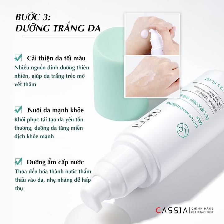 Bộ skincare dưỡng da kiềm dầu giảm mụn 3 món LAPEU nội địa trung chiết xuất xương rồng chăm sóc da dầu mụn