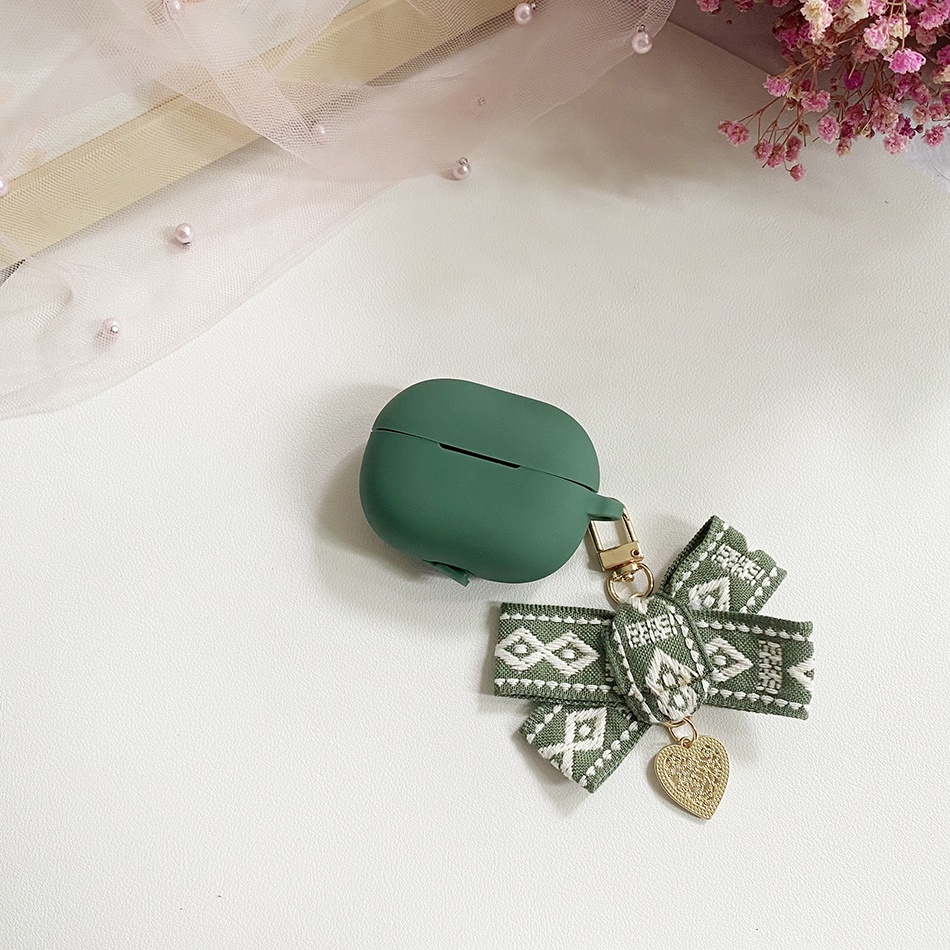 Vỏ Bảo Vệ Hộp Sạc Tai Nghe OPPO Enco Air / Air2 Bằng Silicon Phối Vải Canvas Kèm Móc Khóa Tiện Dụng