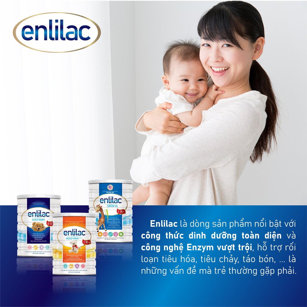 Sữa bột Enlilac Gold Max + Hộp 900g Giúp bé ăn ngon miệng, tăng cường hấp thu dưỡng chất, sữa cao năng lượng cho trẻ