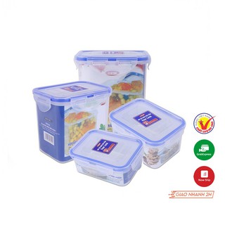 Hộp đựng thực phẩm 1220ml, 850ml, 450ml, 300ml song long plastic four lock nhựa có nắp đậy