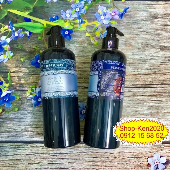 Cặp dầu gội xả Hischer Argan Oil 1000ml x2 siêu mềm mượt