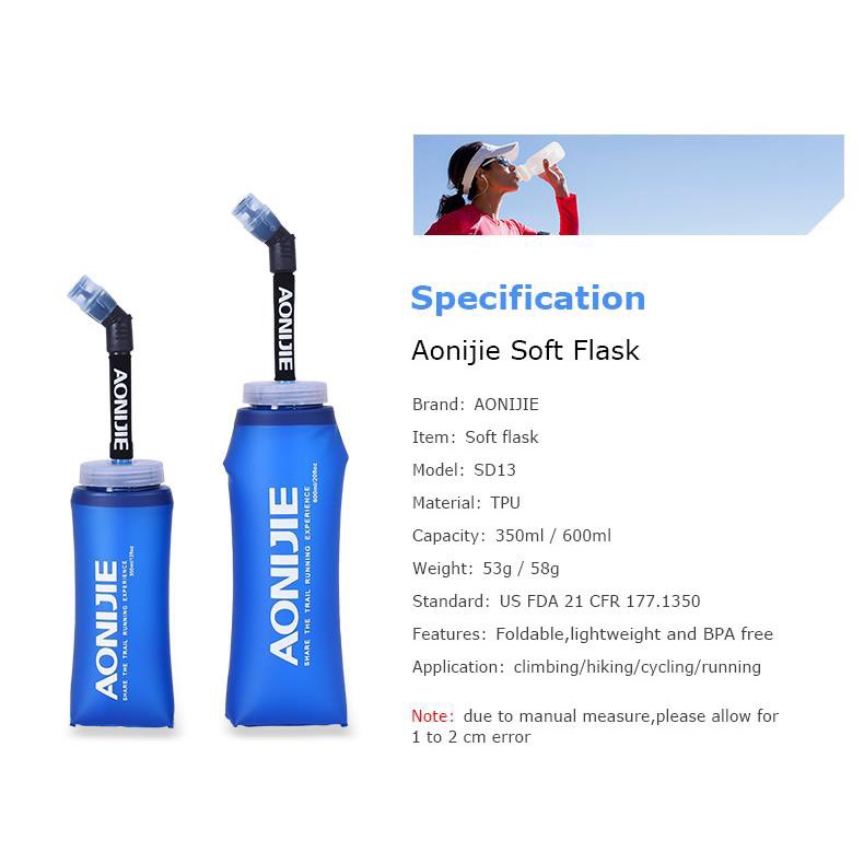 BÌNH NƯỚC THỂ THAO MỀM CÓ VÒI CHẠY BỘ AONIJIE SD13 350ML THÂN THIỆN VỚI MÔI TRƯỜNG, DỄ DÀNG SỬ DỤNG