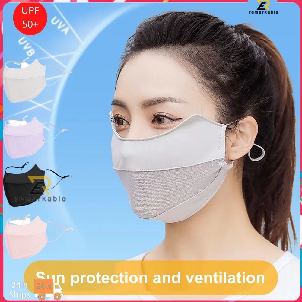 Có Thể Tái Sử Dụng Có Thể Giặt Lạnh Cảm Giác Mặt Nạ Chống Tia UV Chống Bụi Băng Lụa Thoáng Khí Stereo Mặt Nạ 【New】