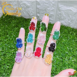Nhẫn bạc nữ ⚡sale sốc⚡ nhẫn tỳ hưu bạc ta kết hợp đá phòng thủy theo mệnh mang lại may mắn, tài lộc