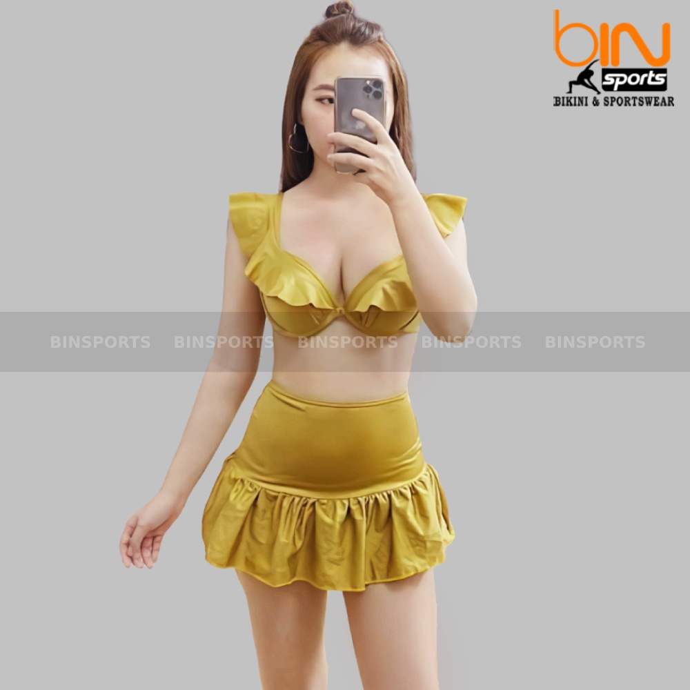 Bikini Nữ Hai Mảnh Cánh Tiên Quần Váy Freesize Bin Sports BHV118