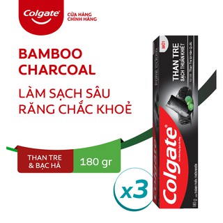 Combo 3 hộp Kem đánh răng Colgate Than tre & bạc hà 180g
