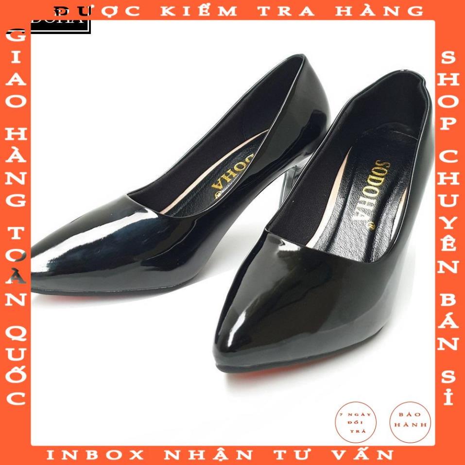 Giày cao gót nữ SODOHA gót cao 7cm da bóng SDH909 - thainguyenshop