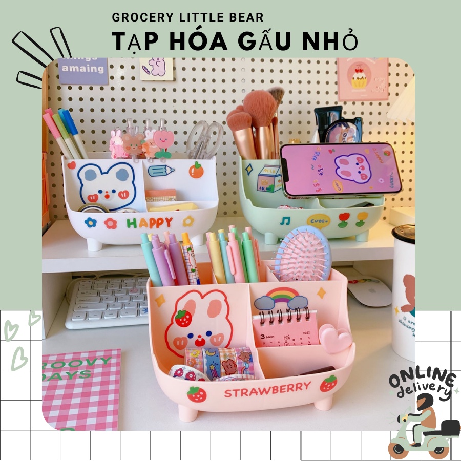 Kệ để bàn đựng bút, mỹ phẩm,đồ dùng xinh xắn (Tặng kèm sticker)