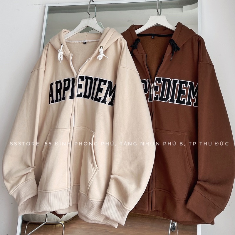 Áo Khoác nỉ ARPI 2 màu Tan_Nâu form rộng unisex nam nữ